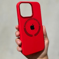 Чехол для iPhone 11 Silicone Case Full (Metal Frame and Buttons) with Magsafe с металлическими кнопками и рамкой Red