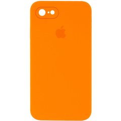 Чехол для Apple iPhone 7 / 8 / SE (2020) Silicone Full camera закрытый низ + защита камеры (Оранжевый / Bright Orange) квадратные борты