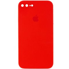 Чехол для Apple iPhone 7 plus / 8 plus Silicone Full camera закрытый низ + защита камеры (Красный / Red) квадратные борты