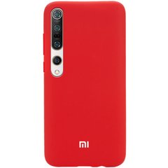 Чехол для Xiaomi Mi 10 / Mi 10 Pro Silicone Full Темно-красный с закрытым низом и микрофиброй