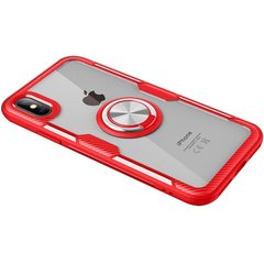 TPU+PC чехол Deen CrystalRing for Magnet (opp) для Apple iPhone X / XS (5.8") (Бесцветный / Красный)