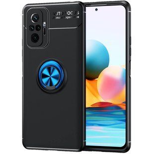 TPU чехол Deen ColorRing под магнитный держатель (opp) для Xiaomi Redmi Note 10 Pro Черный / Синий