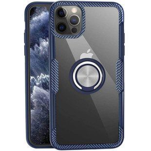 TPU+PC чехол Deen CrystalRing for Magnet (opp) для Apple iPhone 12 Pro / 12 (6.1"") Бесцветный / Темно-синий
