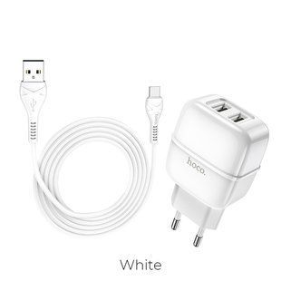Адаптер мережевий HOCO Type-C cable Highway C77A | 2USB, 2.4A | white