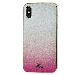 Чохол Swaro для iPhone X / Xs glass сріблясто-малиновий