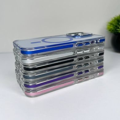 Противоударний прозрачный нежелтеющий чехол для iPhone 14 Pro Metal Frame Magsafe White