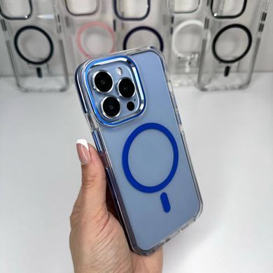 Противоударний прозрачный нежелтеющий чехол для iPhone 14 Pro Metal Frame Magsafe White