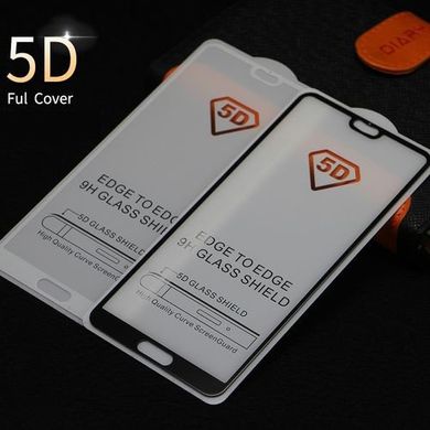 5D скло для Huawei P20 Pro Black Чорне - Повний клей / Full Glue