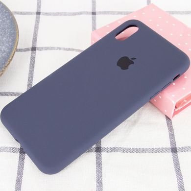 Чехол silicone case for iPhone XS Max с микрофиброй и закрытым низом Midnight Blue