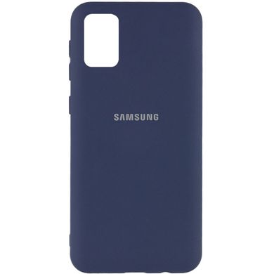Чехол для Samsung Galaxy A71 (A715) Silicone Full темно-синий c закрытым низом и микрофиброю