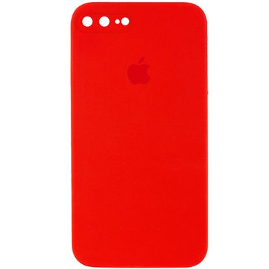 Чохол для Apple iPhone 7 plus / 8 plus Silicone Full camera закритий низ + захист камери (Червоний / Red) квадратні борти