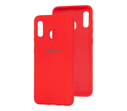 Чохол для Samsung Galaxy A20 / A30 Silicone Full червоний з закритим низом і мікрофіброю