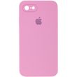 Чехол для Apple iPhone 7 / 8 / SE (2020) Silicone Full camera закрытый низ + защита камеры(Розовый / Light pink) квадратные борты