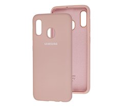 Чохол для Samsung Galaxy A20 / A30 Silicone Full блідо-рожевий з закритим низом і мікрофіброю