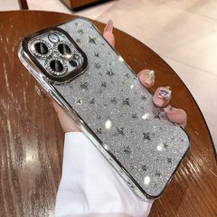 Чехол 2в1 с блестками, стразами для Iphone 14 Pro Max North Stars case Silver