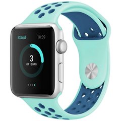 Силіконовий ремінець Sport Nike+ для Apple watch 42mm / 44mm (marine green/ blue)