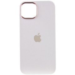 Чехол для iPhone 14 Pro Max Silicone Case Full (Metal Frame and Buttons) с металической рамкой и кнопками White