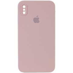 Чохол для iPhone X/Xs Silicone Full camera закритий низ + захист камери (Рожевий / Pink Sand) квадратні борти
