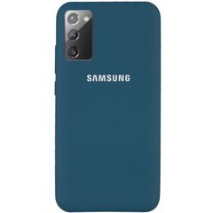 Чехол для Samsung Galaxy Note 20 Silicone Full (Синий / Cosmos blue) c закрытым низом и микрофиброю