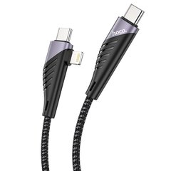 Кабель HOCO Combo 2-in-1 Type-C to Type-C/Lightning Freeway PD charging data cable U95 |1.2M, 60W, 3A| Black