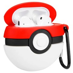 Силиконовый футляр Pokemon series для наушников AirPods + карабин (Покебол/Красно-белый)