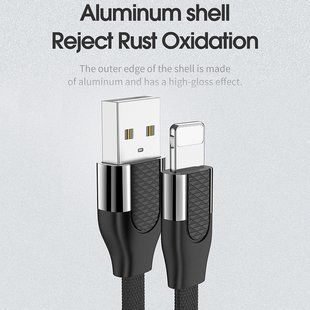 Кабель JOYROOM Lightning U Shape Aluminum S-M359 |1M, 2.4A| Black, Black