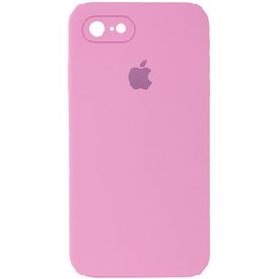 Чохол для Apple iPhone 7/8 / SE (2020) Silicone Full camera закритий низ + захист камери (Рожевий / Light pink) квадратні борти