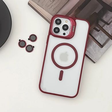 Чохол з підставкою для iPhone 12 / 12 Pro Lens Shield Magsafe + Лінзи на камеру (Червоний / Red)