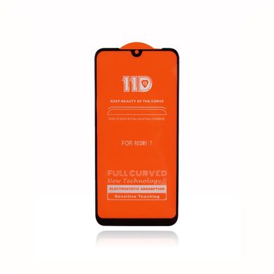 5D + (11d) стекло для Xiaomi Redmi 7 Black Полный клей, Черный