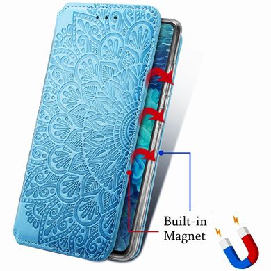 Кожаный чехол книжка GETMAN Mandala (PU) для Samsung Galaxy M31s (Синий)