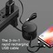 Кабель BASEUS combo Micro USB/Lightning/Type-C Waterdrop three-in-one scaling |1.5A, 1.5m| Black, Black