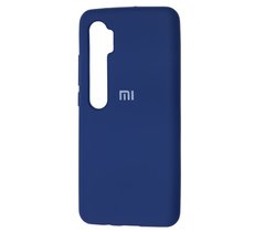 Чехол для Xiaomi Mi Note 10 Silicone Full Синий с закрытым низом и микрофиброй