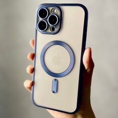 Чехол для iPhone 14 Pro Max Matt Shining Case with Magsafe + стекло на камеру Titanium Blue