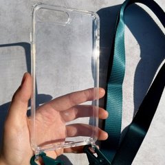Чехол для iPhone 7 Plus/8 Plus прозрачный с ремешком Forest Green