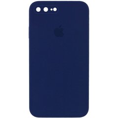Чехол для Apple iPhone 7 plus / 8 plus Silicone Full camera закрытый низ + защита камеры (Темно-синий / Midnight blue) квадратные борты