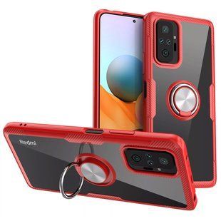 TPU+PC чехол Deen CrystalRing for Magnet (opp) для Xiaomi Redmi Note 10 Pro Бесцветный / Красный