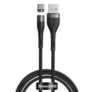 Кабель Baseus Type-C Zinc Magnetic Safe Fast Charging Data Cable |1m, 3A| (CATXC-MG1) Black, Black