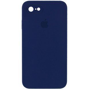 Чехол для iPhone 6/6s Silicone Full camera закрытый низ + защита камеры Темно-синий / Midnight blue квадратные борты