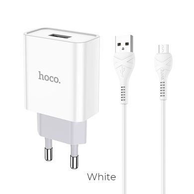 Адаптер сетевой HOCO Micro USB cable Asombroso C81A |1USB, 2.1A|	white