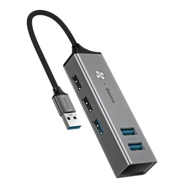 Baseus Cube USB to USB3.0 * 3 + USB2.0 * 2 HUB Adapter Dark Grey, серый
