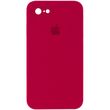Чехол для Apple iPhone 7 / 8 / SE (2020) Silicone Full camera закрытый низ + защита камеры (Красный / Rose Red) квадратные борты