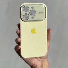 Чехол для iPhone 13 Pro Silicone case AUTO FOCUS + стекло на камеру Yellow