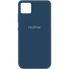 Чехол для Realme C11 Silicone Full с закрытым низом и микрофиброй Синий / Navy blue