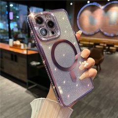 Чохол з блискітками, стразами для Iphone 14 Pro Max Luxury Diamond Full Shine Purple + захист камери