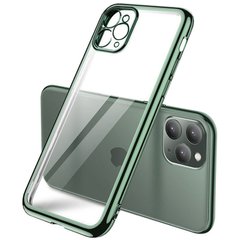 Прозрачный силиконовый чехол с глянцевой окантовкой Full Camera для Apple iPhone 11 Pro (5.8") (Темно-зеленый)