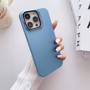Чехол для iPhone 14 Plus TPU Camera Stand Mat + Стекло на камеру Blue