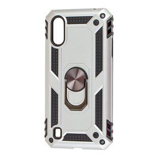 Ударопрочный чехол Serge Ring for Magnet для Samsung Galaxy A01 (A015) Серебристый/ Противоударный, бронированный