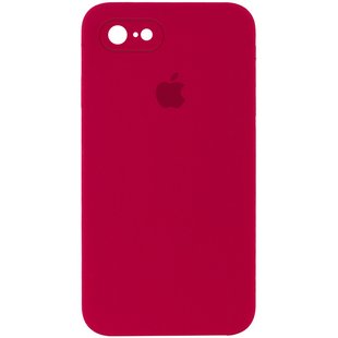 Чохол для Apple iPhone 7/8 / SE (2020) Silicone Full camera закритий низ + захист камери (Червоний / Rose Red) квадратні борти