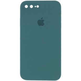 Чехол для Apple iPhone 7 plus / 8 plus Silicone Full camera закрытый низ + защита камеры (Зеленый / Pine green) квадратные борты