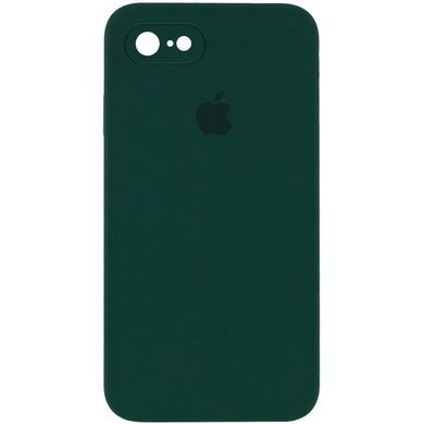 Чехол для iPhone 6/6s Silicone Full camera закрытый низ + защита камеры Зеленый / Dark green квадратные борты